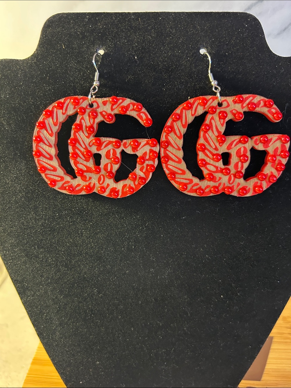 Red Logo Drop Earrings